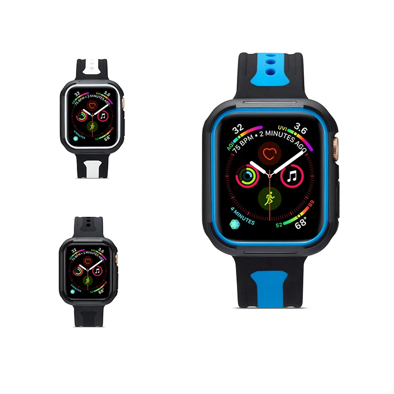 10 цветов Чехол для часов для Apple Watch Series 54 двойной цветной чехол Защитная рамка бампер 40 мм 44 мм для iWatch Band