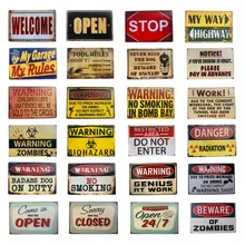 Предупреждение зомби гений оловянный Металл табличка, пластинка бар винтажный гараж Настенный декор Искусство Плакат табличка для бара паба клуб домашний декор