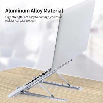

Aluminum Alloy Laptop Stand 10-level Adjustable Laptop Stand Portable Laptop Holder Foldable Non-slip Notebook Stand Silver