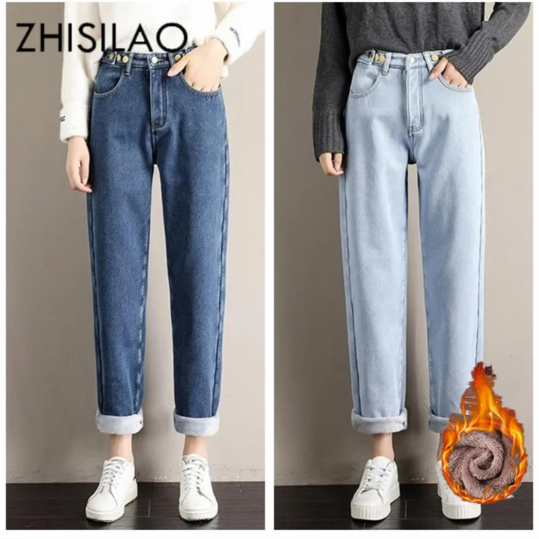 1312.72руб. 30% СКИДКА|Винтажные джинсы с мехом, прямые женские зимние джинсы, 2019, высокая талия, Boyfriend, джинсовые штаны, свободные, джинсы для мам, Mujer, уличные, Ретро стиль-in Джинсы from Женская одежда on AliExpress - 11.11_Double 11_Singles' Day