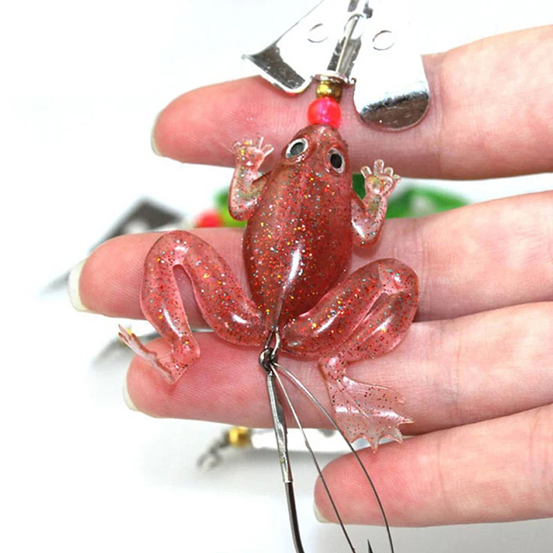 

1pc 6.2g 8cm soft frog fishing lures spinner spoon pike catfish fishing baits wobbler artificial pesca fishing tackles