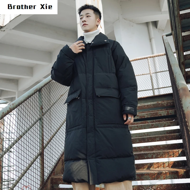 

Winter Down Jacket Men's Warm Thick Fashion Parka Men Solid Color Casual Stand-up Collar Coat Man Wild Loose Long Coat Male