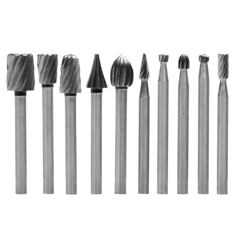 

10pcs High Speed Steel Rotary File Electric Grinding Polishing Head Engraving Cutter Wood Tool