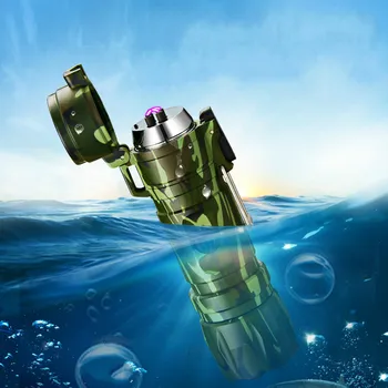 

Waterproof LED Flashlight Dual Arc Cigarette Lighter USB Rechargeable Lighter Electronic Plasma Lighters Outdoor Tools Gift Men