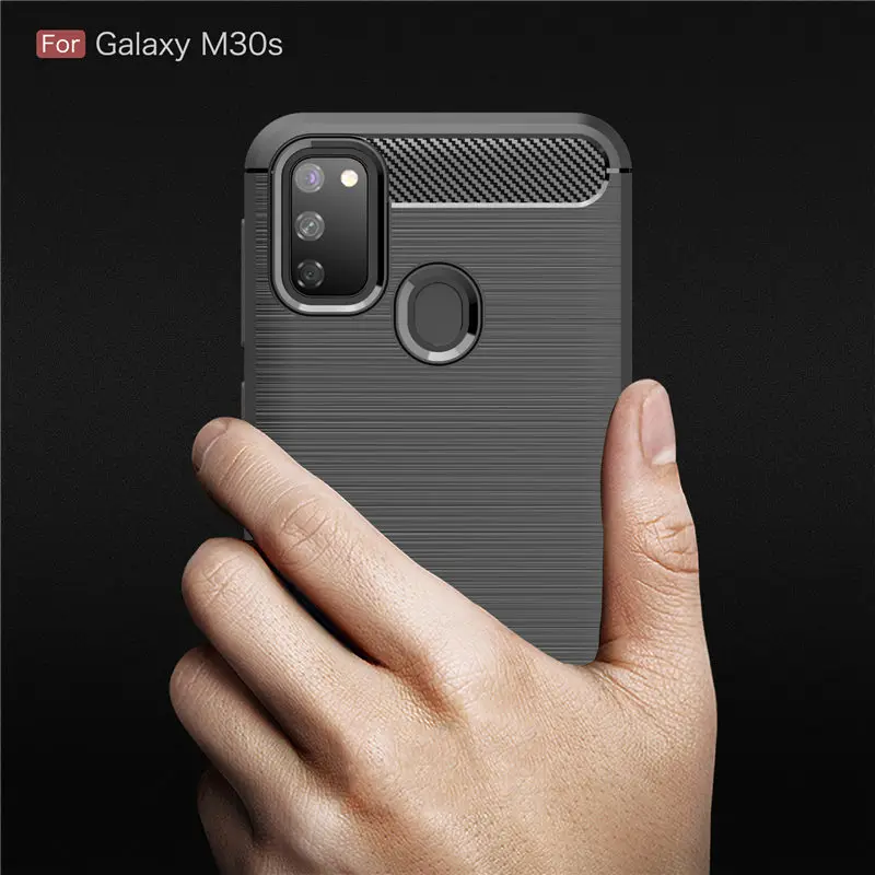 For Samsung M30S M30 M20 M10 Carbon Fiber Case Protection Soft Silicone TPU Case For Galaxy A9 A8 A7 A6 Bumper Matte Cover