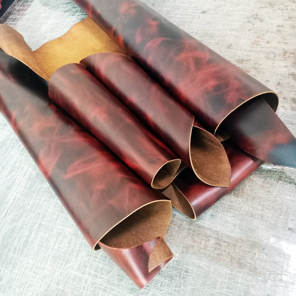 Натуральная кожа Крейзи Хорс пламя узор для Diy кожаное ремесло 2 0 мм|Натуральная