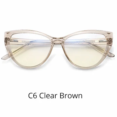 C6 Clear Brown Ralferty качество TR90 очки оправа женские очки по рецепту прозрачный красный синий светильник очки с пружиной без класса очки - Цвет оправы: C6 Clear Brown