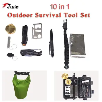 

Survive First Aid Gear Kits Outdoor Survival Multi Tools SOS EDC Self Defense Emergency Kit for Wilderness Camping Travel Hiking