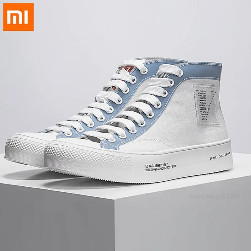 Xiaomi VLLICON простые Стильные контраст парусиновая ОБУВЬ арт Удобная нескользящая обувь на плоской нескользящей подошве; модные сапоги с высоким берцем универсальная парусиновая обувь для мужчин