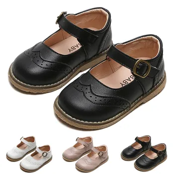 

Children's Leather Shoes Anti-slip Solid Color Breath Kids Baby Girls Boys Soft British Party Student Rubber Baby Shoes Sandals