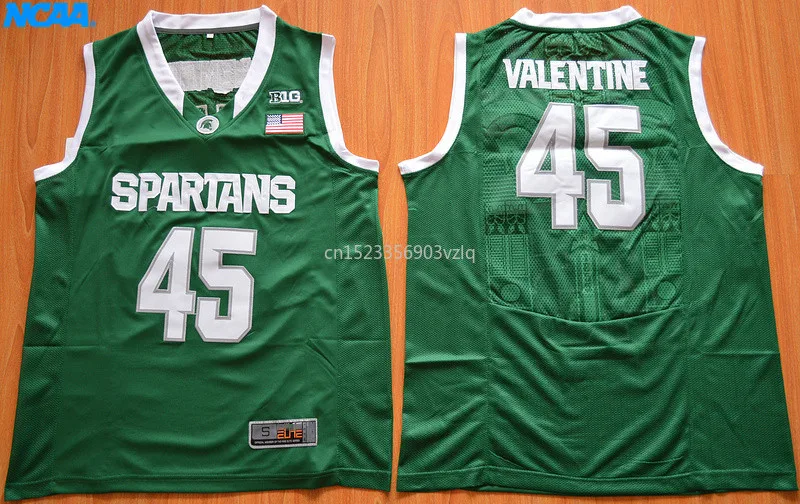 Новое поступление, высокое качество, NCAA Spartans Denzel Valentine#45 футболка колледжа, ограниченная серия, спортивная майка, S-XXXL