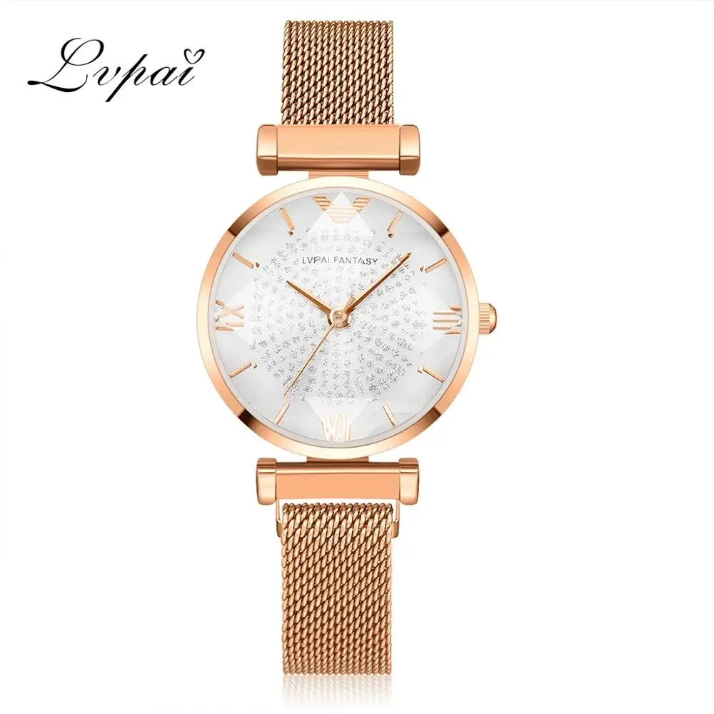 New Women Watches Ladies Rhinestone Rose Gold Magnetic Watch Geometric Surface Roman Numerals Quartz Wristwatches Dropshipping