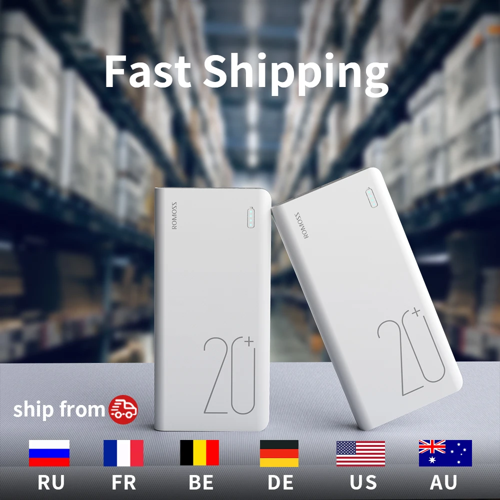 20000 мАч ROMOSS Sense 6 + Power Bank с PD3.0 двухсторонняя Быстрая зарядка Внешняя батарея