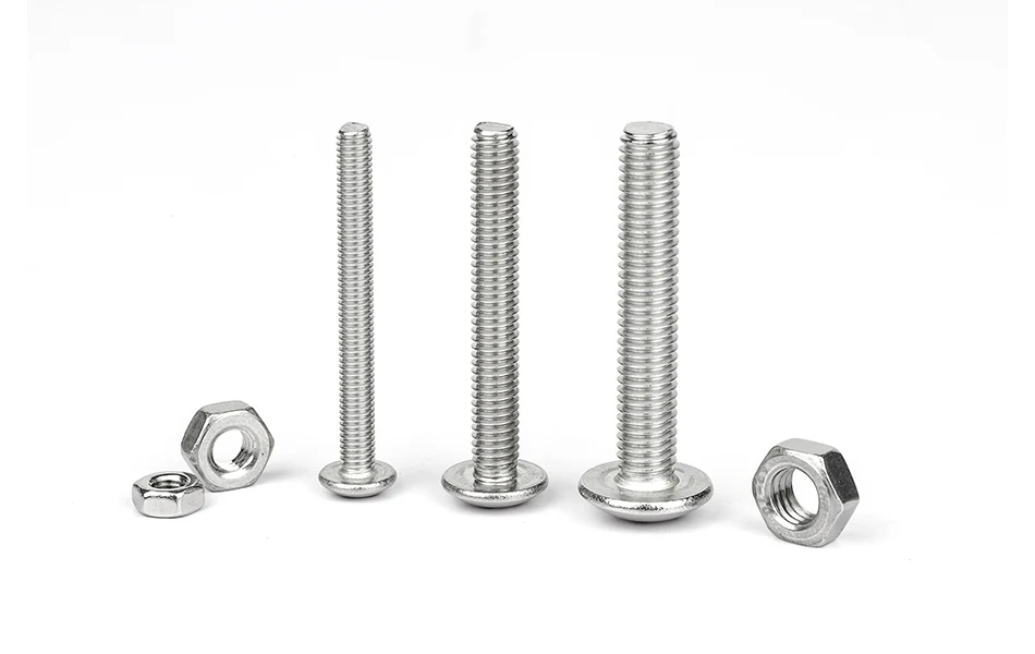 NINDEJIN Truss Round Head Screw Set Stainless Steel M3 M4 M5 Phillips Screw with Nuts Assortment Kit Machine Screw