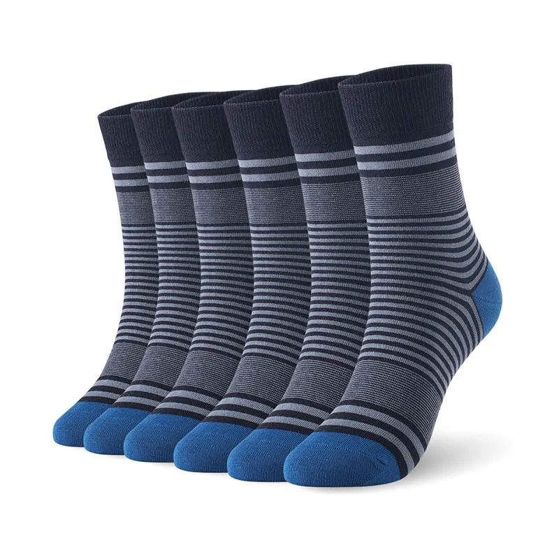 Men cotton socks stripped man large size socks 6pairs/lot UK SIZE 7-11 EUR SIZE 40-46 1002 VKMONY - Цвет: Dark blue6