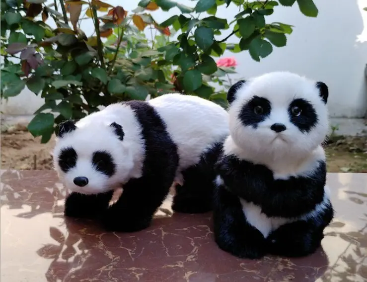 Полиэтилен и искусственные меха панда реалистичные игрушки один лот/2 шт. Панды Жесткий пропеллер модели дома декорация Рождественский