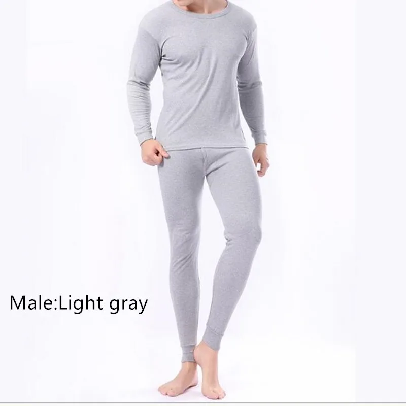 A-Light gray Хлопковое нижнее белье, термобелье, одноцветное, 1 шт., комплект термобелья, хлопок, удобная одежда для сна, зимняя подходящая одежда - Цвет: A-Light gray