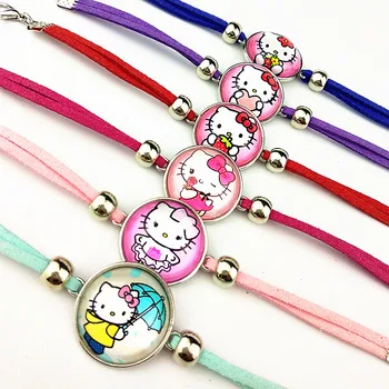 

24pcs New styles KT cats,snow white, Sophia, mermaid,Cartoons doll,luna,butterfly,unicorn,glass bracelets for girls party gift