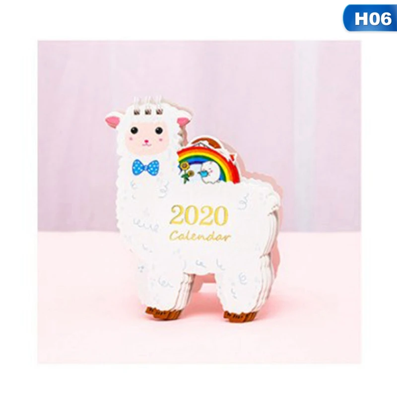 Милый Настольный календарь года с мультяшным рисунком Kawaii, форма единорога, школьный настольный календарь, планировщик, канцелярские принадлежности - Color: H06