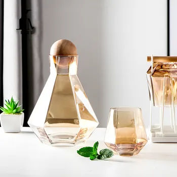

Celebrity Inspired Large-Capacity Boiled Water Cold Water Jug Set Household Light Luxury Crystal Glass Water Pitcher Water Cup