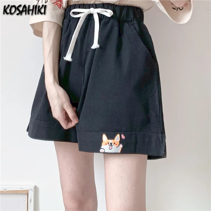 KOSAHIKI шорты Kawaii для девочек-подростков милая собачка с вышивкой и изображением