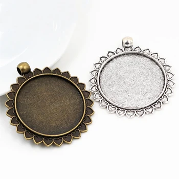 

5pcs 30mm Inner Size Antique Silver Plated Bronze Colors Classic Style Cabochon Base Setting Charms Pendant