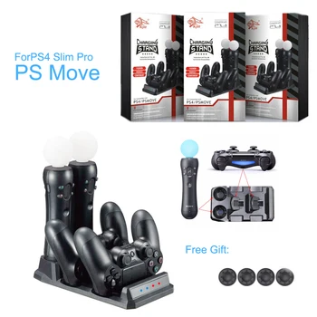 

4 in 1 PS4 Slim Pro SONY Playstation 4 PS VR PS Move Motion Controllers Charger Charging Station Dock Storage Stand With Caps