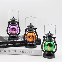 Хэллоуин Светодиодный фонарь винтажный замок колдуньи светодиодный светильник подвесные украшения для вечеринки портативный маленький масляный тыквенный свет светодиодный ночник