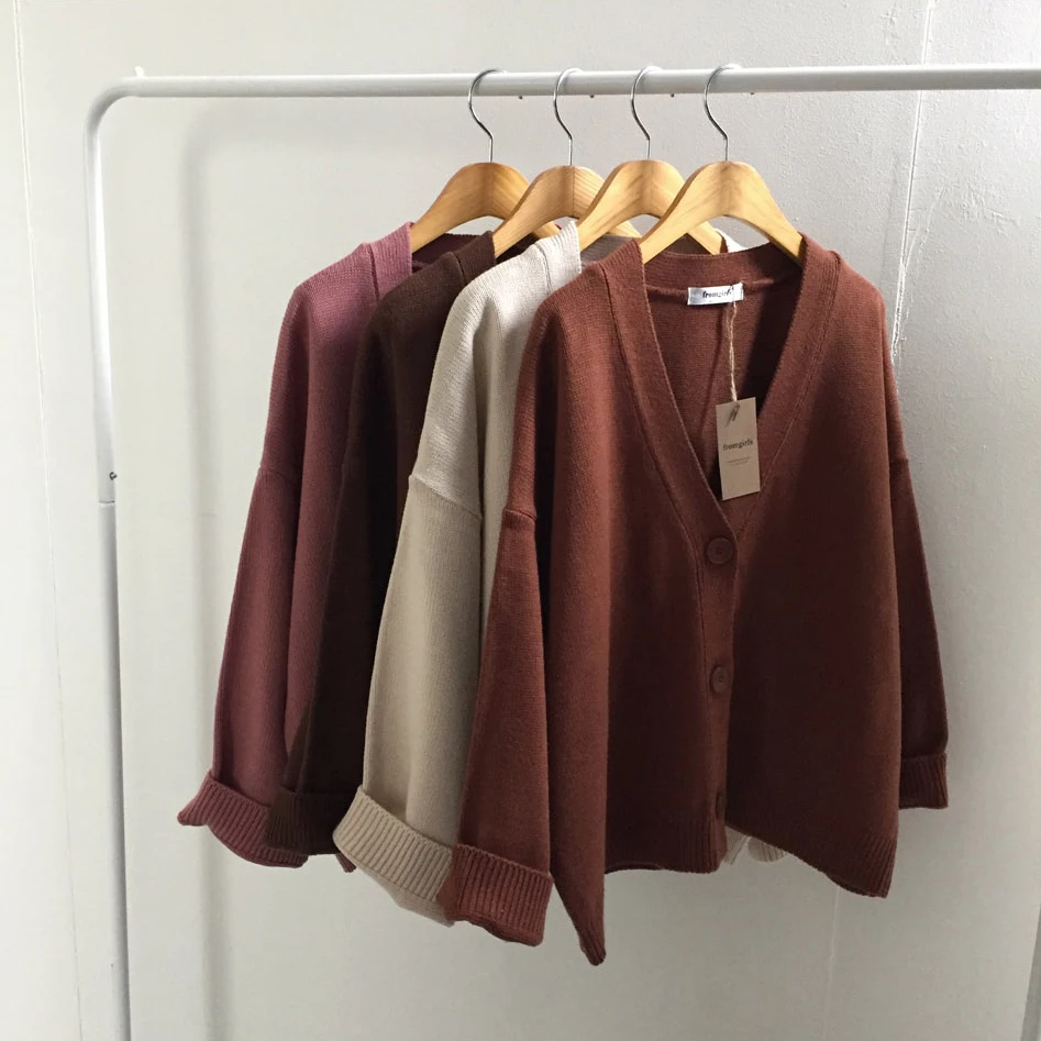 

Moiirue Spring Women Knitted Cardigan Loose Thin All-match Cardigan Knitting Loose Coat Jacket