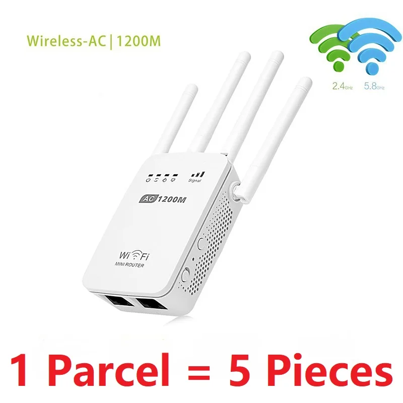 5 шт. беспроводной AC 1200 Мбит/с удлинитель 2,4 г/5 г WiFi повторитель с высоким коэффициентом усиления антенный мост усилитель сигнала два порта Ethernet RJ45