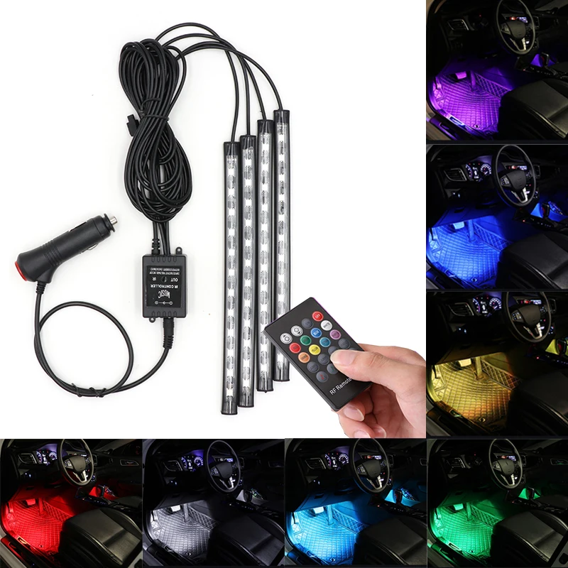  12X4 12X2 LED Car Foot Light Ambient Lamp With USB Remote Music Control Multiple Modes Automotive I - 4000161903840