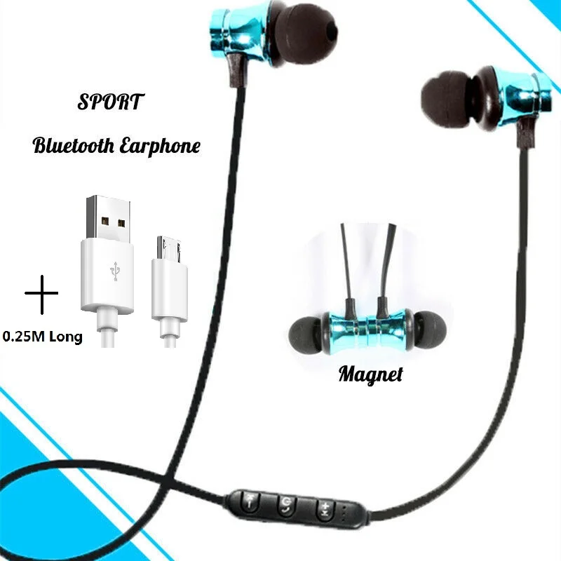 Drahtloser Magnet Bluetooth Kopfhörer Sport Kopfhörer In-Ear für iPhone Samsung 