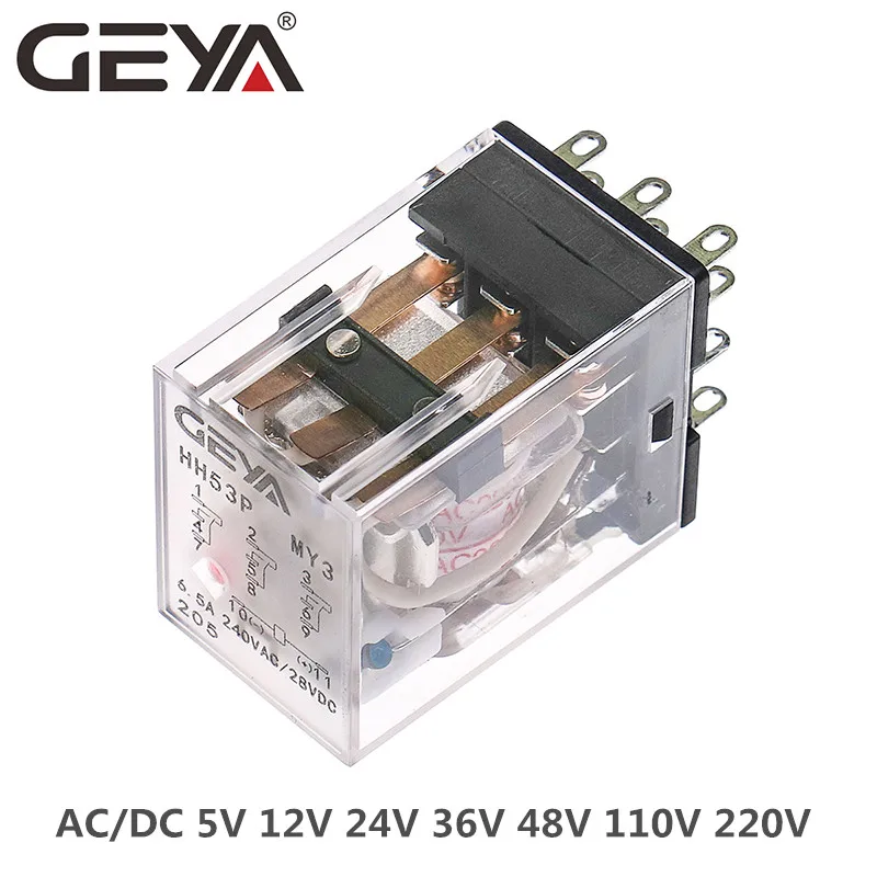 GEYA 11Pins Mini Relay DC5V DC12V DC24V AC110V AC220V HH53P 5A Miniature Electromagnetic General Purpose Relay GEYA 11Pins Mini Relay DC5V DC12V DC24V AC110V AC220V HH53P 5A Miniature Electromagnetic General Purpose Relay