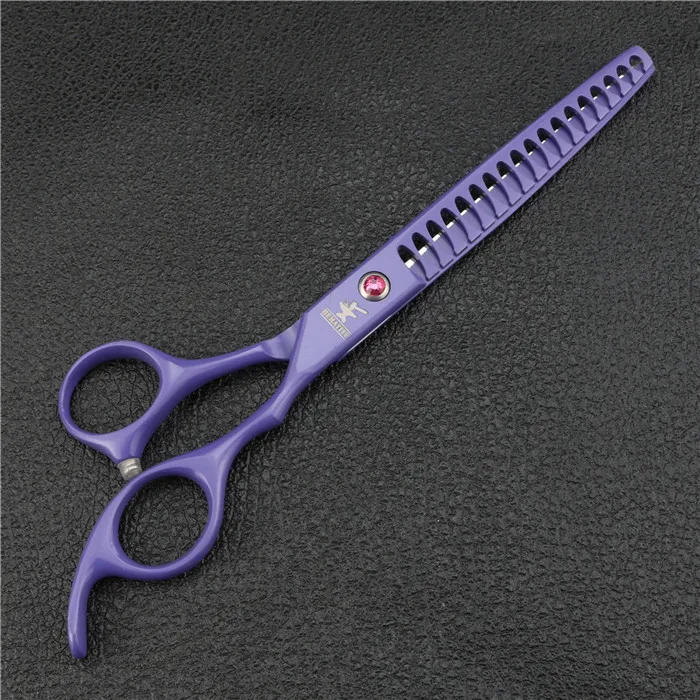 purple Thinning 7 дюймов розовый семья Парикмахерские ножницы Профессиональные ножницы для волос Япония 440C резка и истончение ножницы набор - Цвет: purple Thinning