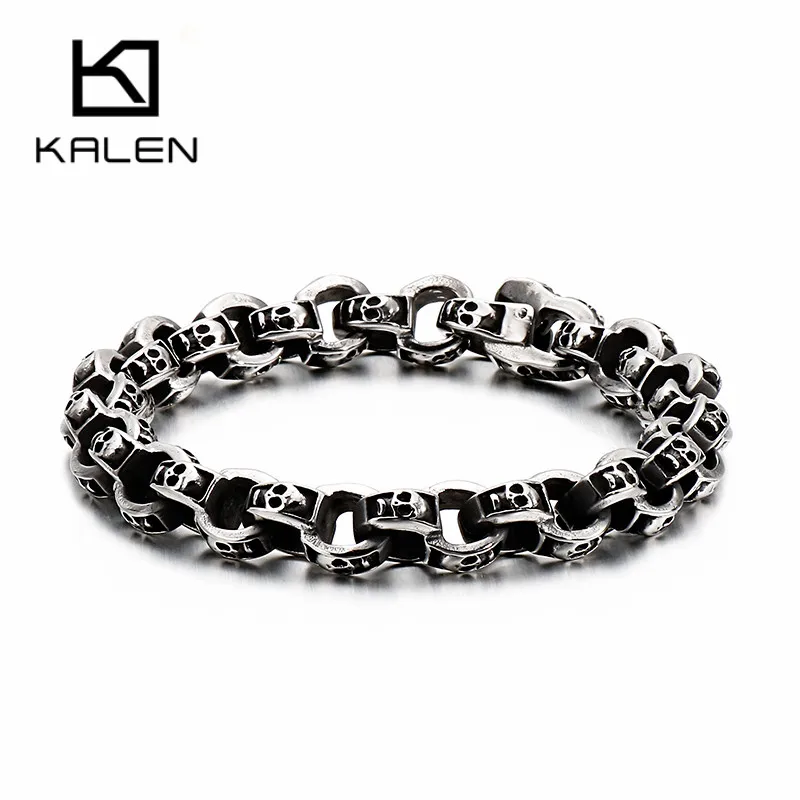 Мужские браслеты с черепами KALEN Punk готические из нержавеющей стали 23 см