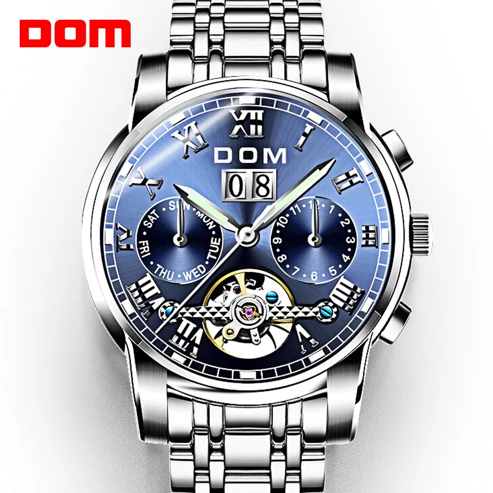 Часы DOM Мужские механические Спортивные водонепроницаемые брендовые модные