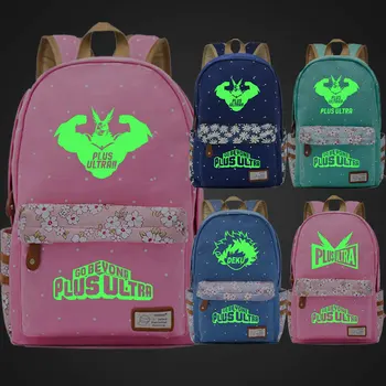 

Green Luminous Fashion Cartoon Anime My Hero Academia Deku Flowers Dot Boy Girl School bag Bagpack Teenagers Canvas Backpack