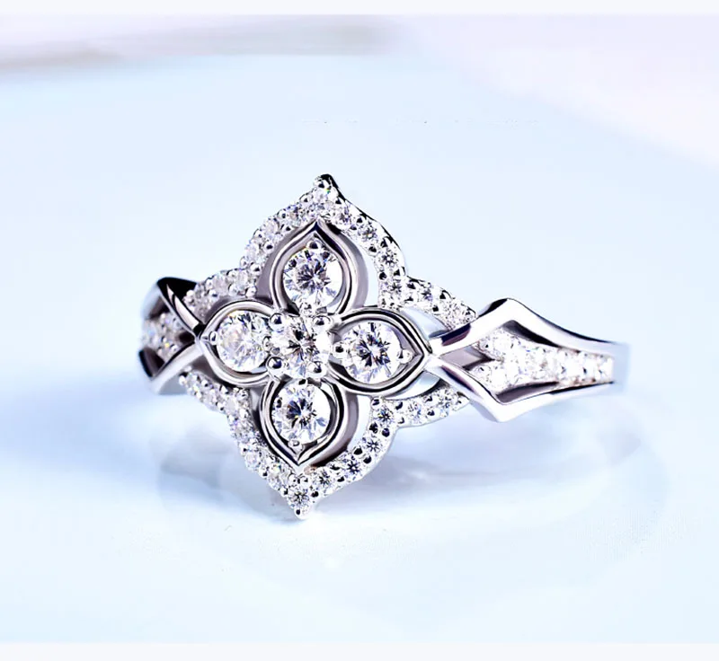 14K Золотое кольцо D color VVS Moissanite кольцо обручальное кольцо с национальным сертификатом D001
