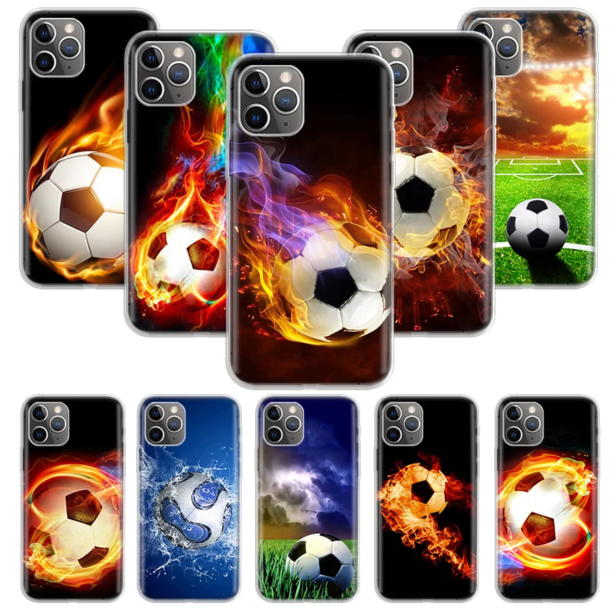 Чехол для телефона Fire Football Soccer Ball Apple iPhone 7 8 Plus 11 12 Mini Pro 10 X XS XR 6 6S 5 5S SE Max мягкий