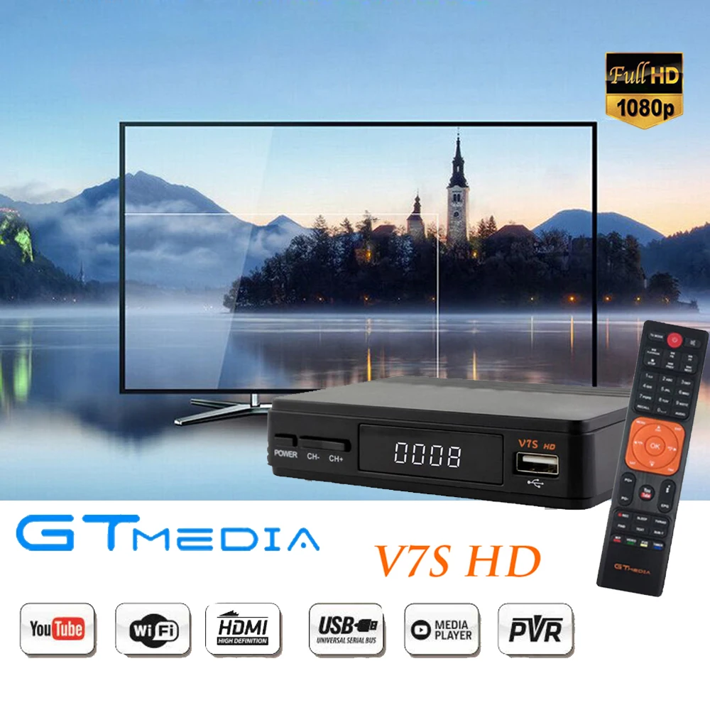 Горячая Распродажа, испанский спутниковый ТВ приемник, Gtmedia V7S, HD приемник, поддержка Европы, Cline для Испании, DVB-S2, youtube, 1080 P, Freesat V7 HD