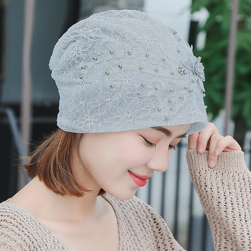 Кружевная шапка Skullies Beanies, женская шапка-тюрбан, женская шапка с ворсом, розовый головной платок