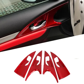 

Red Interior Mouldings Inner Door Handle Bowl Panel Cover Trim For Honda Civic 10th 2016 2017 2018 2019 LHD