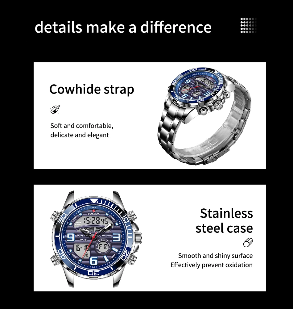 2022 LIGE Brand Foxbox Digital Mens Watches Top Luxury Sport Quartz Wristwatch For Men All Steel Military Waterproof Clock+Box