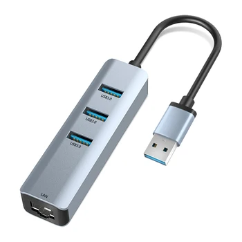 

Portable 4 in 1 USB HUB Converter Splitter 5Gbps 3 USB 3.0 1000Mbps RJ45 Gigabit Ethernet Adapter for Laptop Desktop PC