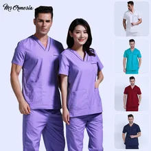 Медицинская униформа для хирургии с v-образным вырезом, больничные косметические скрабы, медицинская форма, женские наборы, хирургические халаты, медицинская одежда для мытья рук