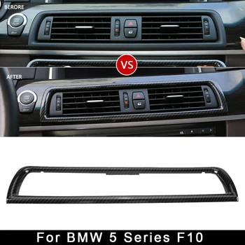 

ABS Carbon Fiber Style Black Console Air Condition Vent Outlet Frame Cover Trim Car Interior Decor For BMW 5 F10 Series F10