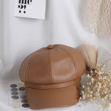 Cortex восьмиугольная кепка для детей, модная новинка года, плоский берет из искусственной кожи, Одноцветный Повседневный берет в Корейском стиле для мальчиков и девочек, От 4 до 8 лет