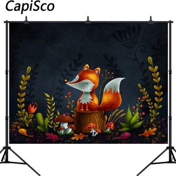 

Capisco photography backdrop newborn baby shower Woodland Birthday party decoration banner fox photo background studio props