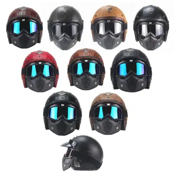

Four Seasons Vintage Helmet Handmade Personality Retro Exquisite Helmet Motorcycle Motor Car 3/4 Leather Helmet Half Helmet
