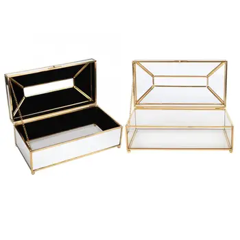 

Luxury European Style GlassTissue Box Home Office Desktop Tissue Dispenser Box Paper Holder Extraction Storage Box